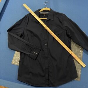 Banana Republic Dress Shirt Women's 18 Tall Navy Blue Tailor Fit Cotton Stretch
